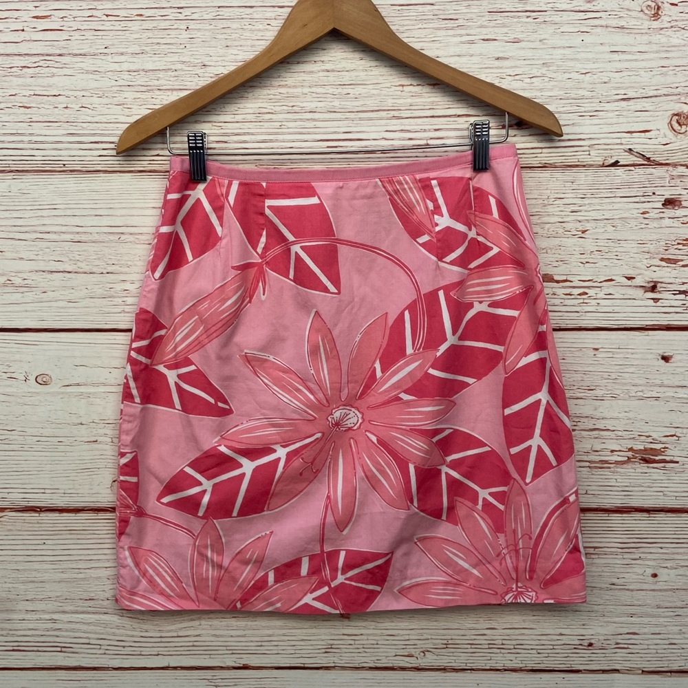 Vintage Lilly Pulitzer White Label Pink Floral Mini Skirt Sz 6 - Picture 2 of 7